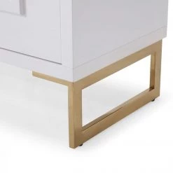 VIG Living Room Modrest Leah - Contemporary White High Gloss & Champagne Gold Buffet