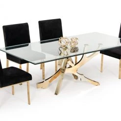 VIG Modrest Legend Modern Glass & Gold Dining Table Dining Room