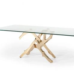 VIG Modrest Legend Modern Glass & Gold Dining Table Dining Room
