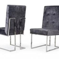 VIG Modrest Legend Modern Fabric & Stainless Steel Dining Chair (Set Of 2) Dining Room