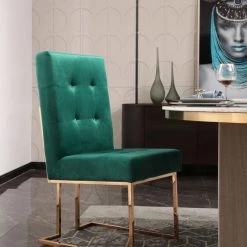 VIG Modrest Legend Modern Green Velvet & Rosegold Dining Chair (Set Of 2) Dining Room