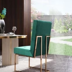 VIG Modrest Legend Modern Green Velvet & Rosegold Dining Chair (Set Of 2) Dining Room