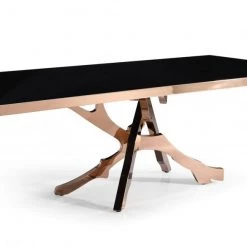 VIG Modrest Legend - Modern Black Glass & Rosegold Dining Table
