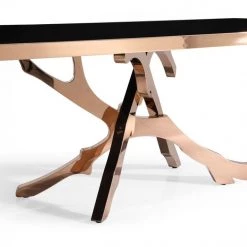 VIG Modrest Legend - Modern Black Glass & Rosegold Dining Table