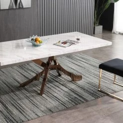 VIG Modrest Legend - Modern White Marble & Rosegold Dining Table Dining Room