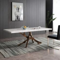 VIG Modrest Legend - Modern White Marble & Rosegold Dining Table Dining Room