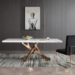 VIG Modrest Legend - Modern White Marble & Rosegold Dining Table Dining Room