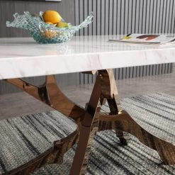 VIG Modrest Legend - Modern White Marble & Rosegold Dining Table Dining Room