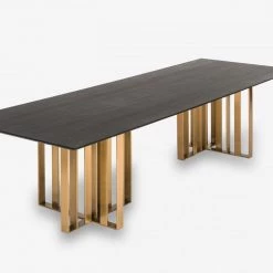 VIG Dining Room Modrest Livia - Modern Wenge & Gold Stainless Steel Dining Table