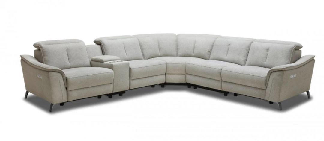 VIG Divani Casa Lloyd - Modern Grey Fabric Sectional With Recliners + Console Living Room