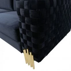 VIG Living Room Divani Casa Lori - Modern Velvet Glam Black & Gold Sofa By Hollywood Glam