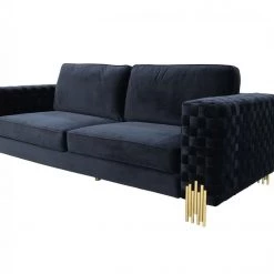 VIG Living Room Divani Casa Lori - Modern Velvet Glam Black & Gold Sofa By Hollywood Glam