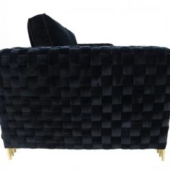 VIG Living Room Divani Casa Lori - Modern Velvet Glam Black & Gold Sofa By Hollywood Glam
