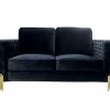 VIG Divani Casa Lori - Modern Velvet Glam Black & Gold Loveseat Living Room