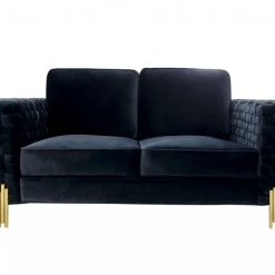 VIG Divani Casa Lori - Modern Velvet Glam Black & Gold Loveseat Living Room