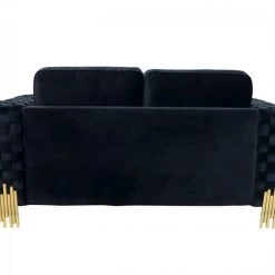 VIG Divani Casa Lori - Modern Velvet Glam Black & Gold Loveseat Living Room