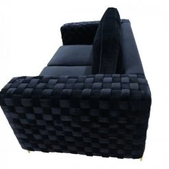 VIG Divani Casa Lori - Modern Velvet Glam Black & Gold Loveseat Living Room