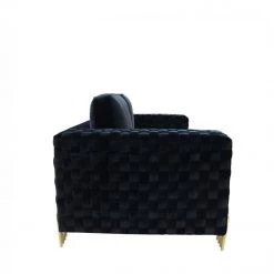 VIG Divani Casa Lori - Modern Velvet Glam Black & Gold Loveseat Living Room