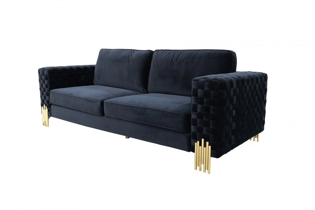 VIG Living Room Divani Casa Lori - Modern Velvet Glam Black & Gold Sofa Set