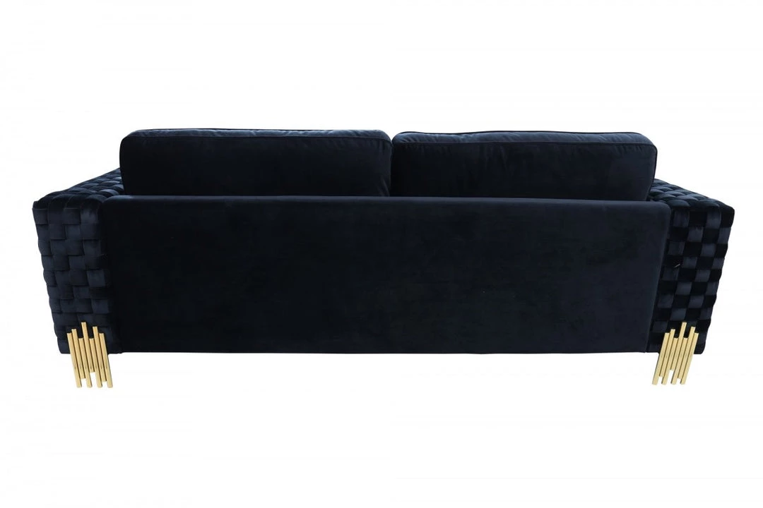 VIG Living Room Divani Casa Lori - Modern Velvet Glam Black & Gold Sofa Set
