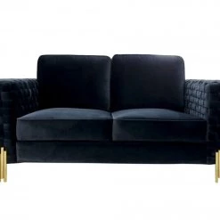 VIG Living Room Divani Casa Lori - Modern Velvet Glam Black & Gold Sofa Set