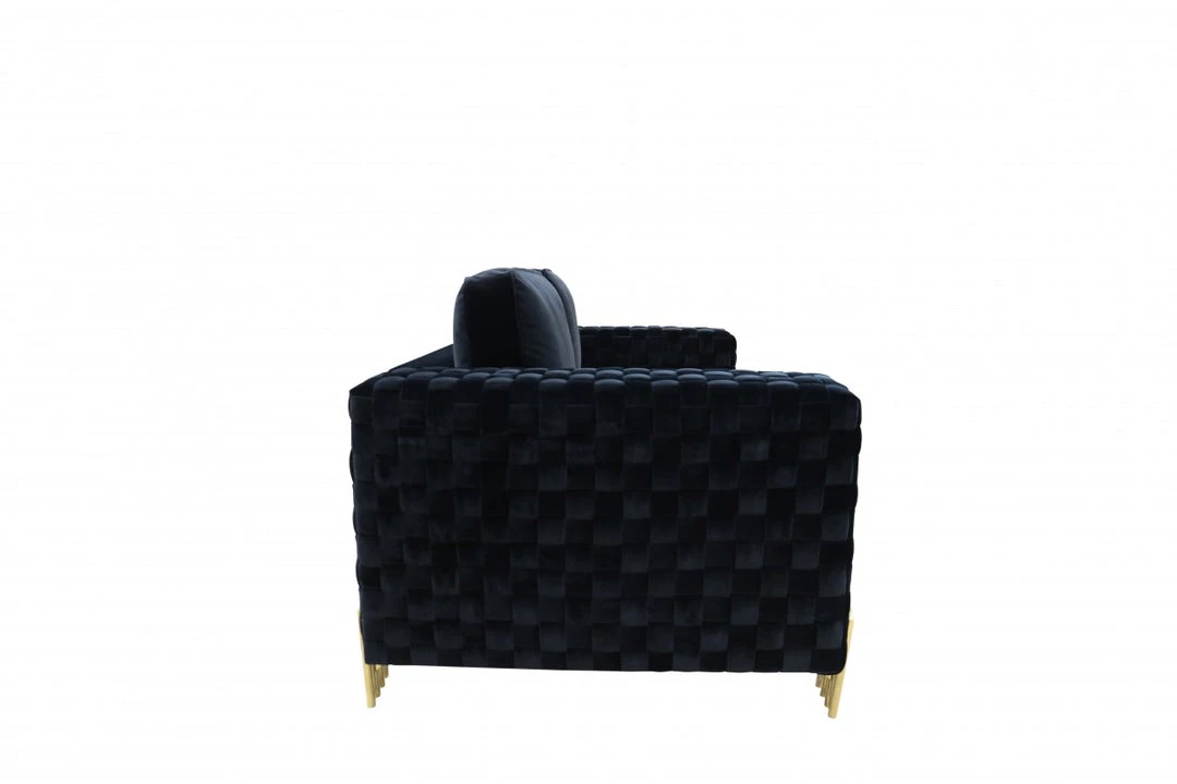 VIG Living Room Divani Casa Lori - Modern Velvet Glam Black & Gold Sofa Set