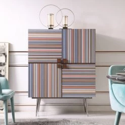 VIG Modrest Macoy - Modern Multicolor And Black Ash Wine Cabinet Living Room