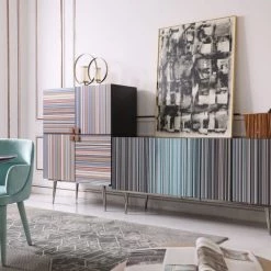 VIG Modrest Macoy - Modern Multicolor And Black Ash Wine Cabinet Living Room