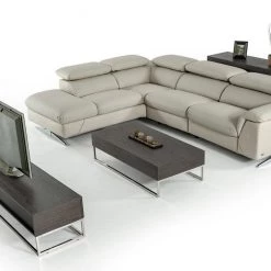 VIG Divani Casa Maine - Modern Light Grey Eco-Leather Left Facing Sectional Sofa With Recliner