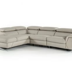 VIG Divani Casa Maine - Modern Light Grey Eco-Leather Left Facing Sectional Sofa With Recliner