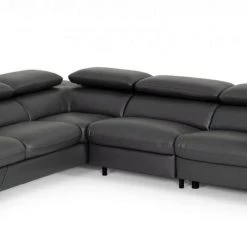 VIG Living Room Divani Casa Maine - Modern Dark Grey Eco-Leather Left Facing Sectional Sofa With Recliner