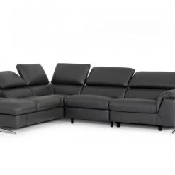 VIG Living Room Divani Casa Maine - Modern Dark Grey Eco-Leather Left Facing Sectional Sofa With Recliner