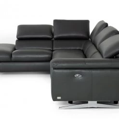 VIG Living Room Divani Casa Maine - Modern Dark Grey Eco-Leather Left Facing Sectional Sofa With Recliner