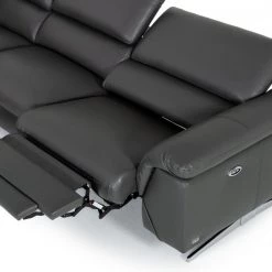 VIG Living Room Divani Casa Maine - Modern Dark Grey Eco-Leather Left Facing Sectional Sofa With Recliner