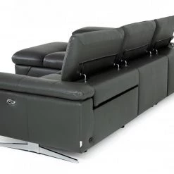 VIG Living Room Divani Casa Maine - Modern Dark Grey Eco-Leather Left Facing Sectional Sofa With Recliner