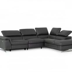 VIG Divani Casa Maine - Modern Grey Eco-Leather Right Facing Sectional Sofa With Recliner Living Room