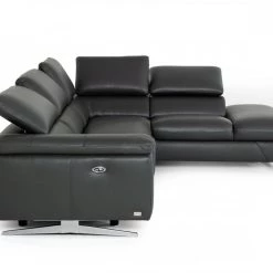 VIG Divani Casa Maine - Modern Grey Eco-Leather Right Facing Sectional Sofa With Recliner Living Room