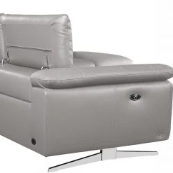 VIG Divani Casa Maine - Modern Medium Grey Eco-Leather Left Facing Sectional Sofa With Recliner Living Room