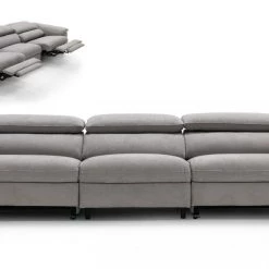 VIG Living Room Divani Casa Maine - Modern Light Grey Fabric Sofa W/ Electric Recliners