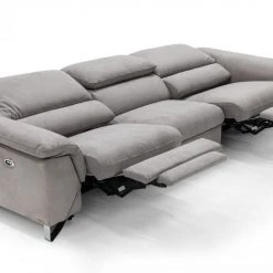 VIG Living Room Divani Casa Maine - Modern Light Grey Fabric Sofa W/ Electric Recliners