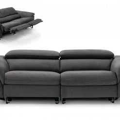 VIG Living Room Divani Casa Maine - Modern Dark Grey Fabric Sofa W/ Electric Recliners
