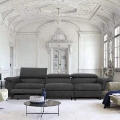 VIG Living Room Divani Casa Maine - Modern Dark Grey Fabric Sofa W/ Electric Recliners