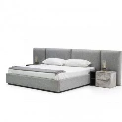 VIG Nova Domus Maranello - Modern Grey Fabric Bed W/ Two Nightstands