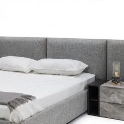 VIG Nova Domus Maranello - Modern Grey Fabric Bed W/ Two Nightstands