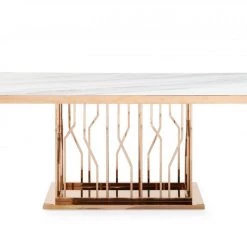 VIG Dining Room Modrest Marston Modern Large White Marble & Rosegold Dining Table