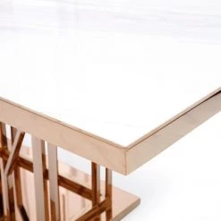 VIG Dining Room Modrest Marston Modern Large White Marble & Rosegold Dining Table