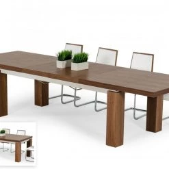 VIG Modrest Maxi - Modern Walnut & Stainless Steel Dining Table Dining Room