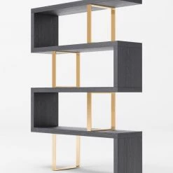 VIG Modrest Maze - Elm Grey & Gold Bookcase