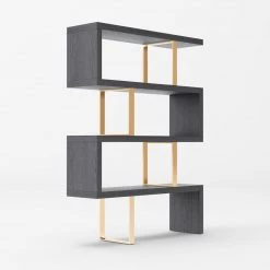 VIG Modrest Maze - Elm Grey & Gold Bookcase