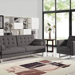 VIG Living Room Divani Casa Bauxite Modern Grey Fabric Sofa Bed